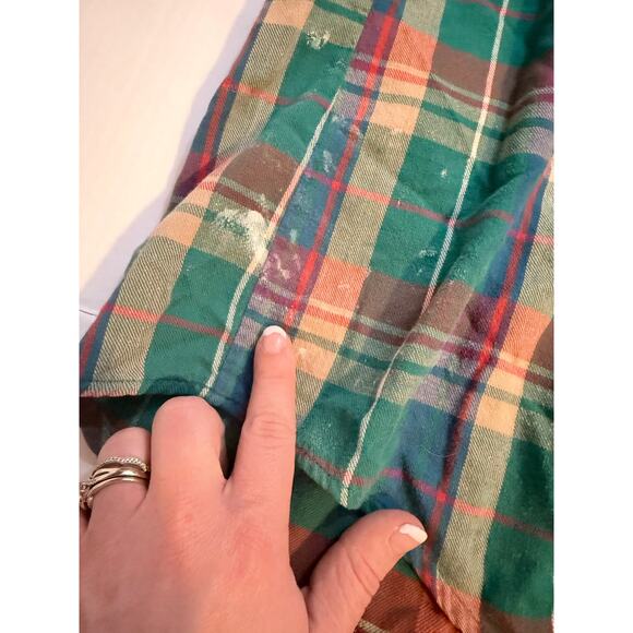 1990s Vintage Mens American Eagle Green Plaid Distressed Button Up Size Large - Picture 7 of 10